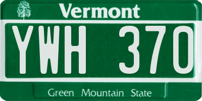 VT license plate YWH370