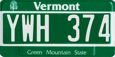 VT license plate YWH374