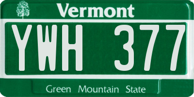 VT license plate YWH377