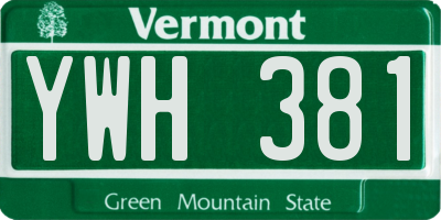 VT license plate YWH381