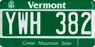 VT license plate YWH382