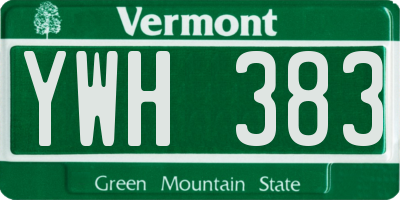 VT license plate YWH383