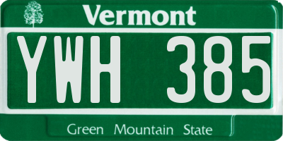 VT license plate YWH385
