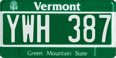 VT license plate YWH387