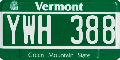 VT license plate YWH388