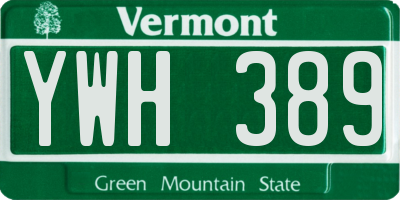 VT license plate YWH389
