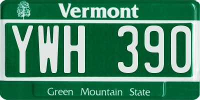 VT license plate YWH390