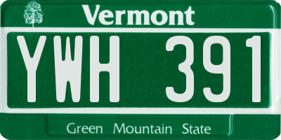 VT license plate YWH391