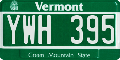 VT license plate YWH395