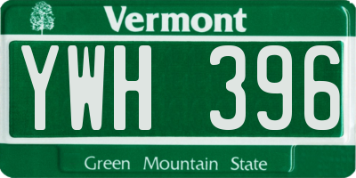 VT license plate YWH396