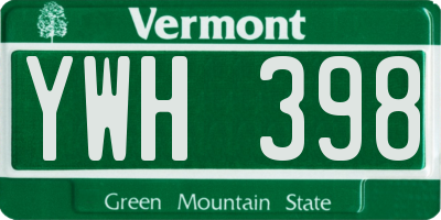 VT license plate YWH398
