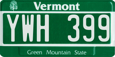 VT license plate YWH399