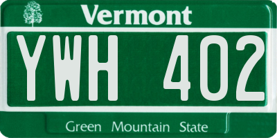 VT license plate YWH402
