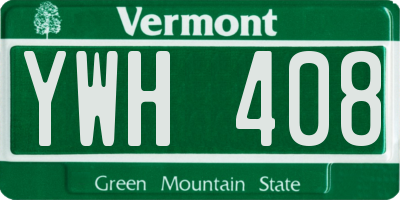 VT license plate YWH408