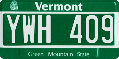 VT license plate YWH409