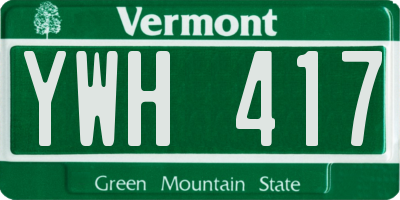 VT license plate YWH417