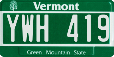VT license plate YWH419