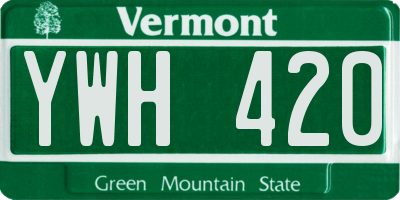 VT license plate YWH420