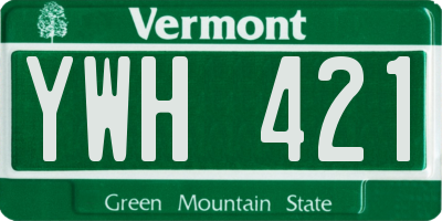 VT license plate YWH421