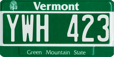 VT license plate YWH423
