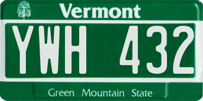 VT license plate YWH432
