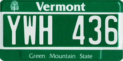 VT license plate YWH436