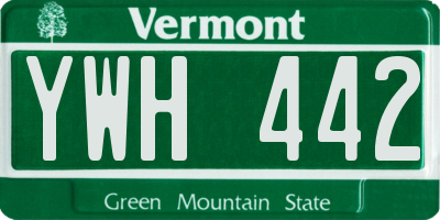 VT license plate YWH442