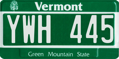 VT license plate YWH445