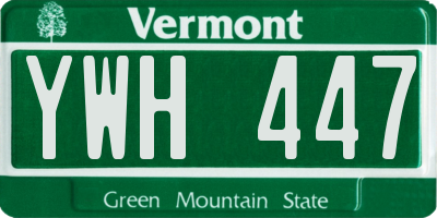 VT license plate YWH447