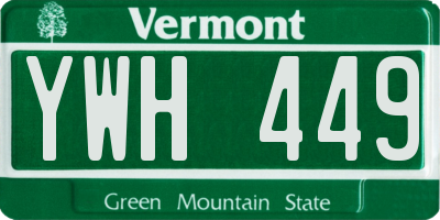 VT license plate YWH449