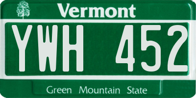 VT license plate YWH452