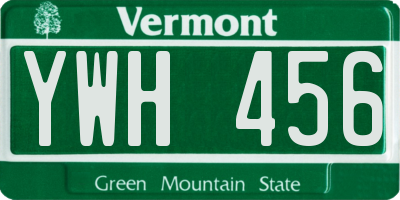 VT license plate YWH456