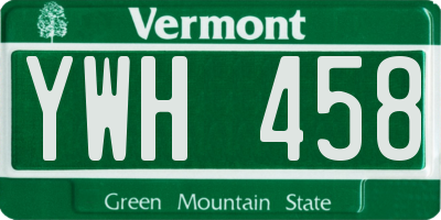 VT license plate YWH458