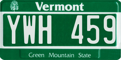 VT license plate YWH459