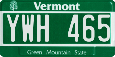 VT license plate YWH465