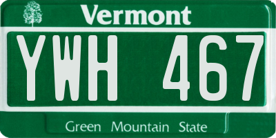 VT license plate YWH467