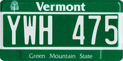 VT license plate YWH475