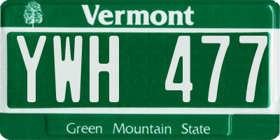 VT license plate YWH477