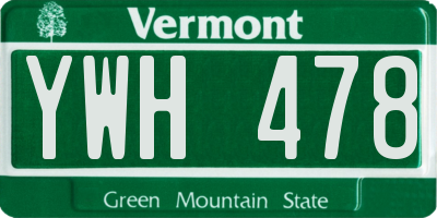VT license plate YWH478