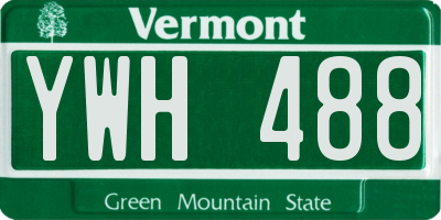 VT license plate YWH488