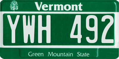 VT license plate YWH492