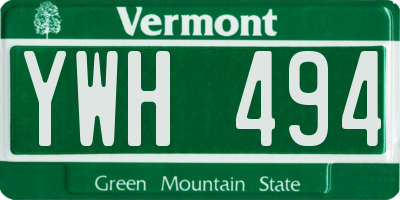 VT license plate YWH494