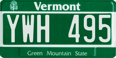 VT license plate YWH495