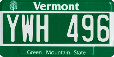 VT license plate YWH496