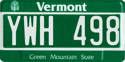 VT license plate YWH498