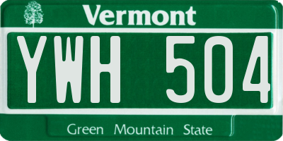 VT license plate YWH504