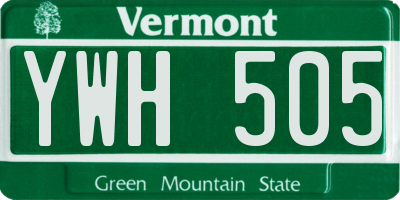 VT license plate YWH505
