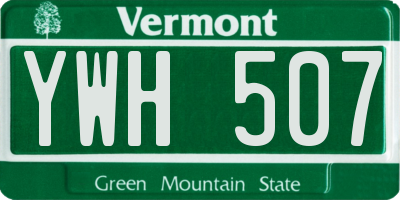 VT license plate YWH507