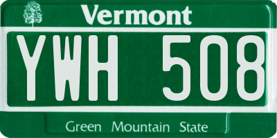 VT license plate YWH508