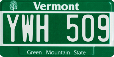 VT license plate YWH509